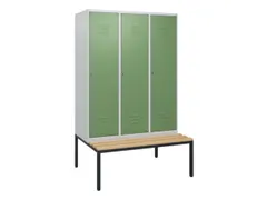 locker met bank,HxBxD 1950x1200x815mm,3vak,vak B 400mm,cil.-slot