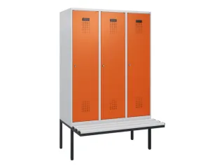 locker met bank,HxBxD 1950x1200x815mm,3vak,vak B 400mm,cilinderslot - 2
