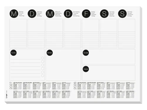 Designonderlegger Sigel week- planner A3 27/28 42x29,7cm 30 vel met to