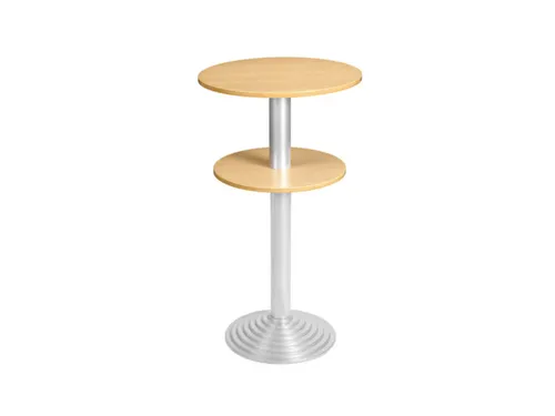 statafel,HxØ 1100x600mm,rond,schotelvoet aluminium-zilver,blad beuken