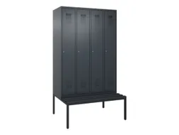 locker met bank,voor scheiding van kleding,HxBxD 2120x1200x815mm,4vak