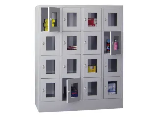 lockerkast,HxBxD 1518x1200x500mm,4x4vakken,RAL7035,front RAL5012 - 1