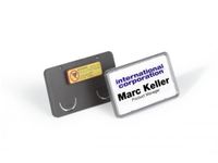 Badge 8129 Clip Card Met Magneet 40x75mm Grijs