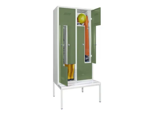 Z-garderobekast,HxBxD 2100x800x800mm,vak B 400mm,RAL7035,front RAL6011