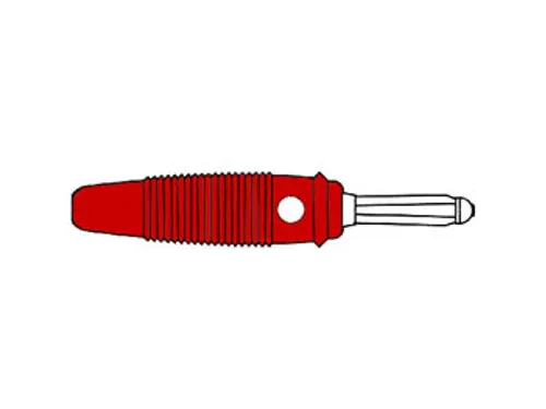 Banaanstekker 4mm male rood met dwarsgat en schroefaansluiting