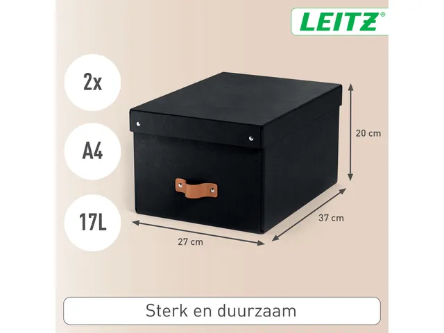 Leitz Puro Opbergdoos met deksel medium 17L set van 2 zwart