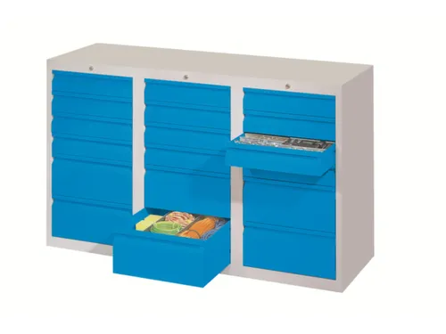 ladekast HxBxD 900x1500x500mm 18laden RAL7035 front RAL5012
