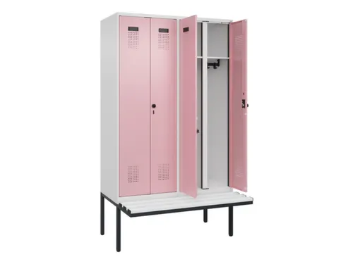 locker met bank,voor scheiding van kleding,HxBxD 2120x1200x815mm,4vak