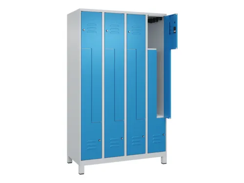 Z-garderobekast,HxBxD 1950x1200x500mm,vak B 150/300mm,cil.-slot,voeten