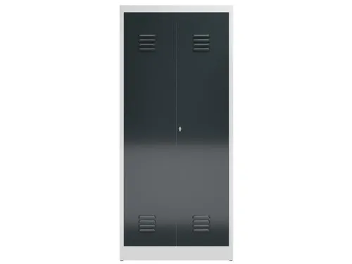 Lockerkast 1800x800x500mm 2 vakken, klinksluiting, RAL7016