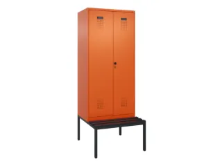 PBM-locker met bank,HxBxD 2120x800x815mm,2vak,vak B 400mm,draaigrendel - 2