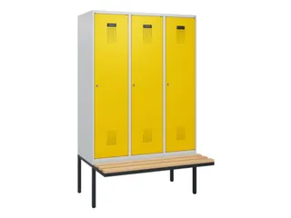 locker met bank,HxBxD 1950x1200x815mm,3vak,vak B 400mm,cilinderslot - 2