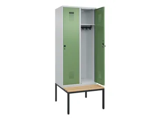 locker met bank,HxBxD 2120x800x815mm,2vak,vak B 400mm,draaigrendel - 2