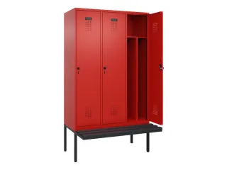 locker met bank,voor scheiding van kleding,HxBxD 2120x1200x815mm,3vak - 1