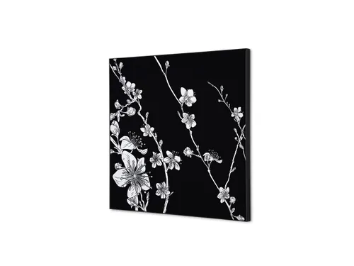 Wanddecoratie Textiel Set 40x40cm Japanse Bloesem Zwart