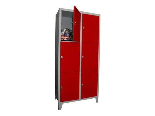 lockerkast,HxBxD 1850x800x500mm,2x3vakken,RAL7035,front RAL3000