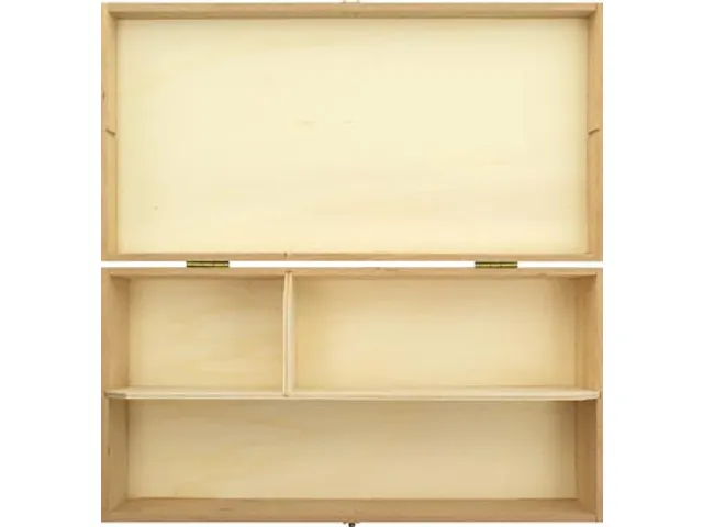 Tekendoos 24x12.5x6cm ongelakt beukenhout 3 vakken