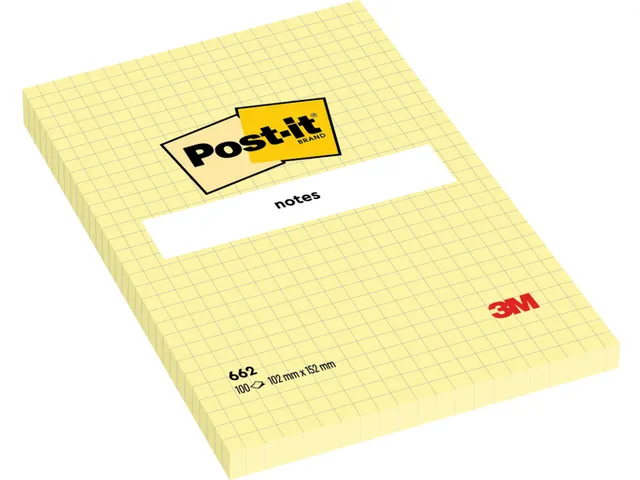 Memoblok Post-it 662 102x152mm ruit geel
