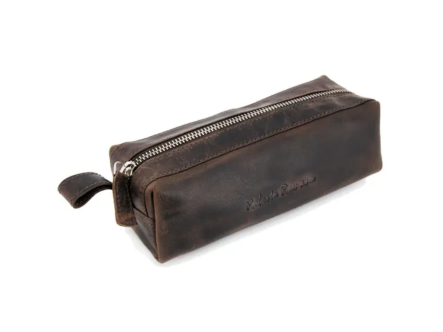 Etui Roberto Romano EMPOLI bruin echt leer 20x6x7cm