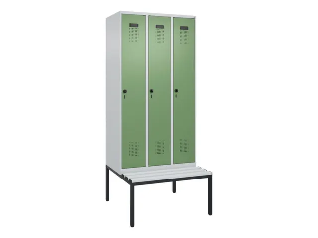 locker met bank,voor scheiding van kleding,HxBxD 2120x900x815mm,3vak