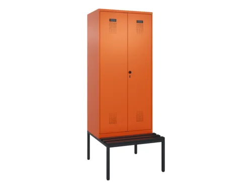 PBM-locker met bank,HxBxD 2120x800x815mm,2vak,vak B 400mm,draaigrendel