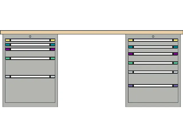 werkbank,HxBxD 840x2000x700mm,multiplexblad,RAL7035,front RAL7035