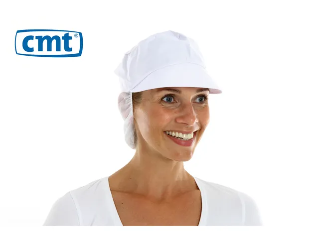 Casquette avec rabat et filet cheveux Poly-coton Blanc L 100 pièces