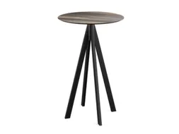 statafel,HxØ 1090x700mm,rond,4voeten zwart,blad HPL Tropical Wood