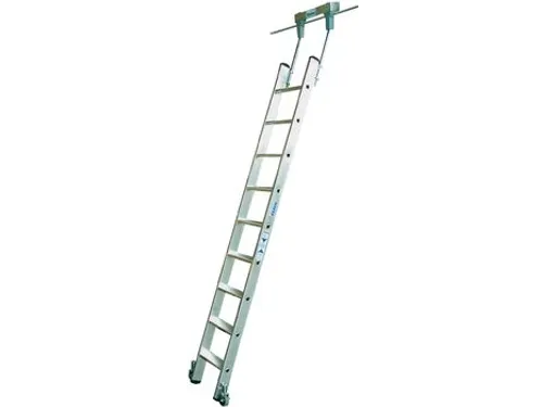 verrijdbare stellingladder,balk L 3,45m,v. H tot 3,54m,13,treden