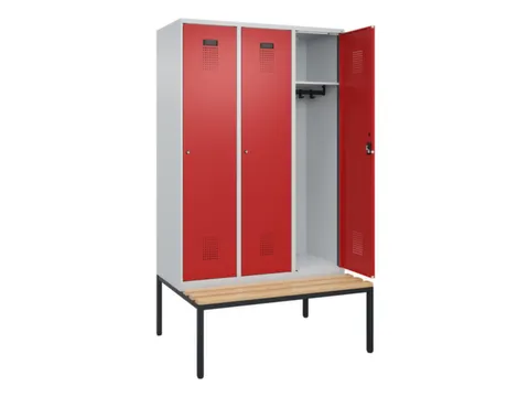 locker met bank,HxBxD 2120x1200x815mm,3vak,vak B 400mm,cilinderslot