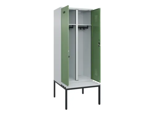 locker met bank,voor scheiding van kleding,HxBxD 2120x800x815mm,2vak