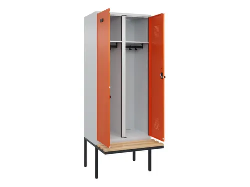 locker met bank,voor scheiding van kleding,HxBxD 2120x800x815mm,2vak