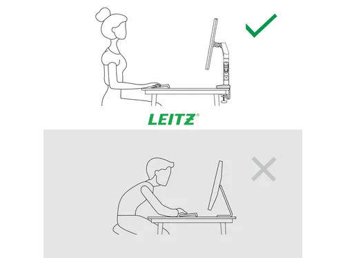 Monitorarm Leitz Ergo ruimtebesparend dubbel donkergrijs