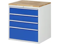ladekast 825x770x650mm 4laden cilinderslot RAL7035 RAL5010 beuken