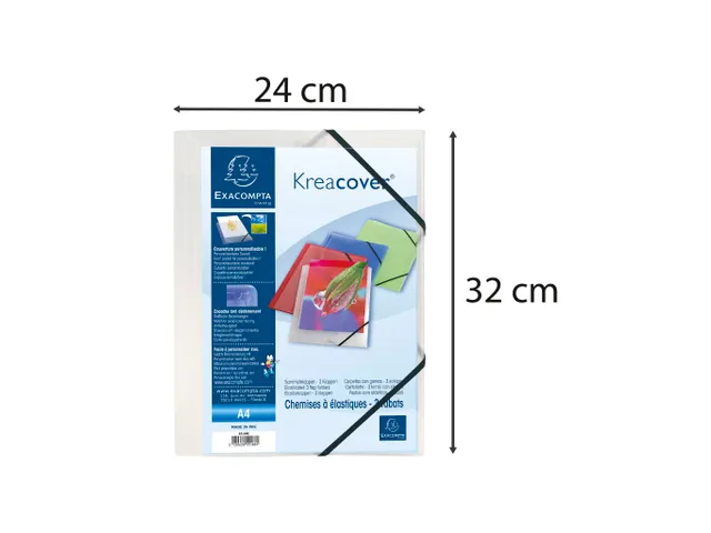 Kreacover Elastomap A4 Transparant Polypropyleen Met 3 Kleppen