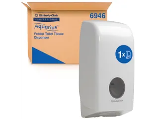Toiletpapierdispenser Kimberly Clark Aquarius gevouwen wit 6946 - 1