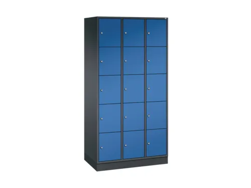 lockerkast,HxBxD 1950x920x500mm,3x5vakken,cil.-slot,sokkel