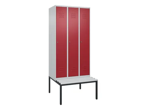 locker met bank,HxBxD 2120x900x815mm,3vak,vak B 300mm,cil.-slot