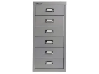 kantoor-ladekast HxBxD 590x278x380mm 6 laden romp zilverkleurig staal - 1
