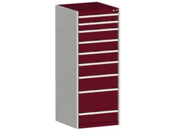 ladekast HxBxD 1600x650x650mm 9laden RAL7035 front RAL3004