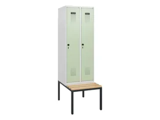 locker met bank,HxBxD 1950x600x815mm,2vak,vak B 300mm,draaigrendel - 2
