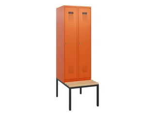 locker met bank,HxBxD 1950x600x815mm,2vak,vak B 300mm,cilinderslot - 2