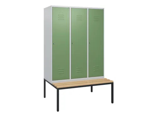 locker met bank,HxBxD 1950x1200x815mm,3vak,vak B 400mm,cil.-slot