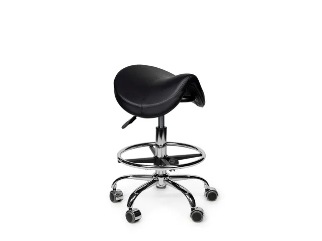 Premium zadelkruk zwart laag met voetring