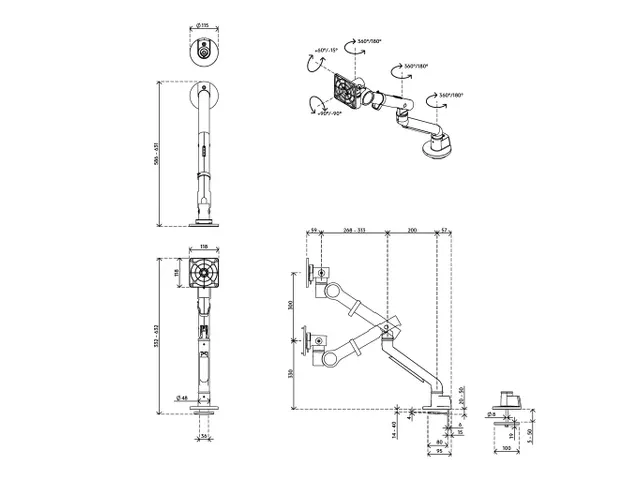 Bras écran Viewgo Pro Bureau 623 Noir