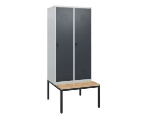 locker met bank,HxBxD 1950x800x815mm,2vak,vak B 400mm,draaigrendel - 1