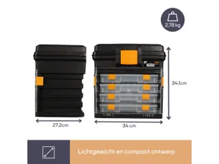 Multifunction Opbergkoffer PP met sorteerdozen 34x27x34cm Zwart/Geel - 6