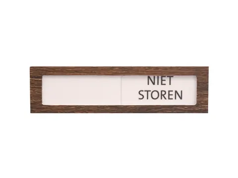Premium Schuifbord Donker Houtlook Wit Niet Storen 150x40mm