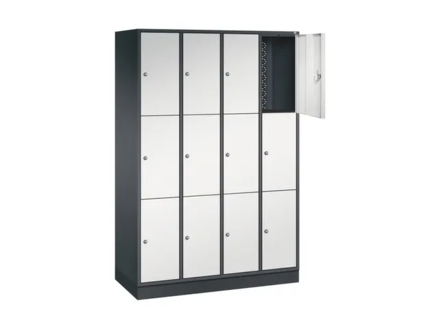 lockerkast,RAL 7021/RAL 7035,HxBxD 1950x1220x500mm,4x3vakken,cil.-slot