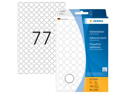 HERMA 2230 Multipurpose etiketten Rond 13mm Wit 2464 stuks